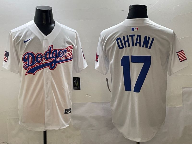 Men Los Angeles Dodgers 17 Ohtani White Second generation Joint Name Nike 2025 MLB Jersey style 1